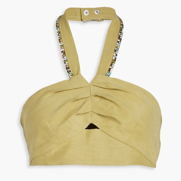 Sandro Tops - NWT Sandro Avedis Halter Crop Top Embellished Size 3 (8)